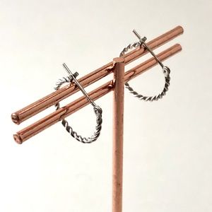 NEW 14K Solid White Gold Earrings Hoop